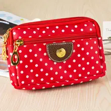 Cartera Vintage de lunares para mujer, cartera para mujer, tarjetero, monedero para mujer, cartera de mano para mujer, bolsa de maquillaje caliente #22