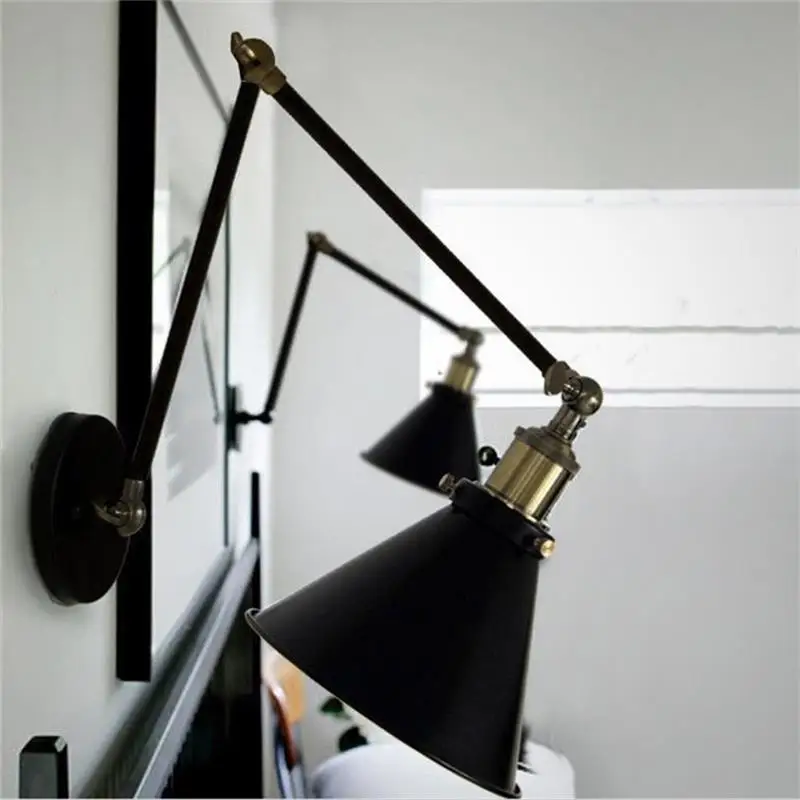 BRIGHTINWD Industrial Wind Double Wall Lamp Creative Wrought Iron Mirror Front Bed Net Cafe Bar Table Restaurant Wall Lamp BRIGHTINWD Industrial Wind Double Wall Lamp Creative Wrought Iron Mirror Front Bed Net Cafe Bar Table Restaurant Wall Lamp