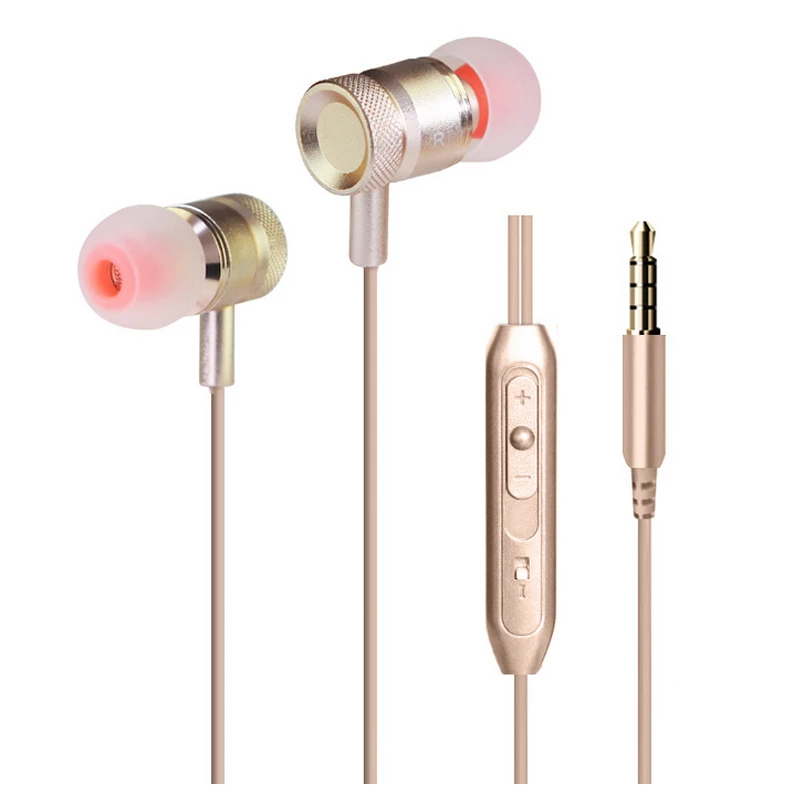 

Wired Sports Noise Cancelling In-Ear Earbuds Metal Music Earphones For iPhone 6 6s for Samsung xiaomi Wholesale 10pcs/lot