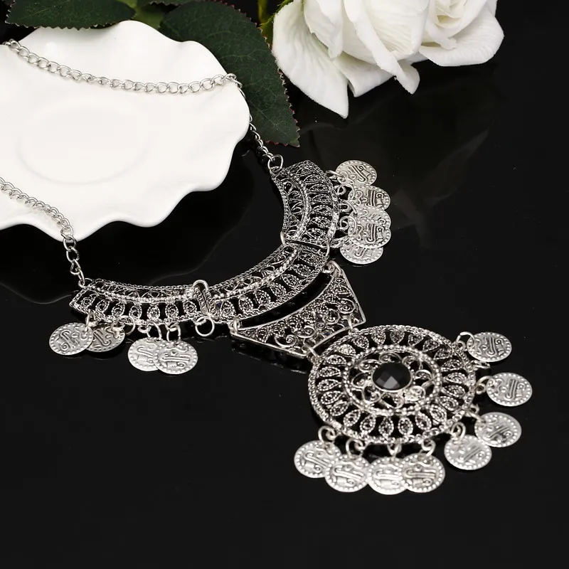 ZOSHI Gypsy, богемное винтажное ожерелье с монетами, турецкое Биб ожерелье, Женское Ожерелье, s& Кулоны, ювелирное изделие