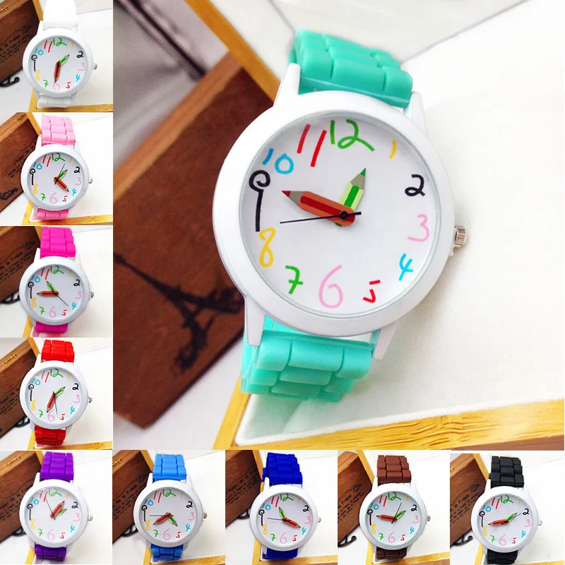 Детские наручные часы, умные цифровые модные детские часы, кварцевые часы-карандаш для мальчиков и девочек, студенческие Универсальные часы