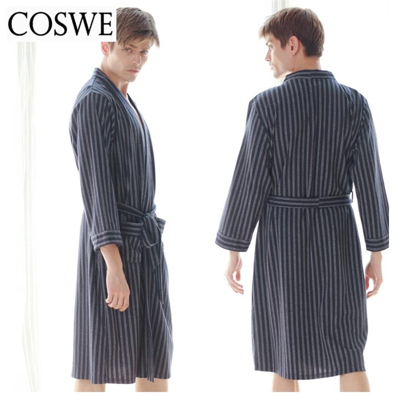 COSWE Winter New Men Cotton Robes For Mens Bathrobes Male Pijamas