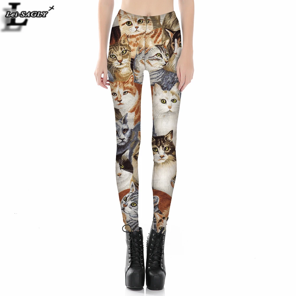 

Lei-SAGLY Women Leggings Summer Lovely Cat Printed Pattern Legging Slim Casual Gothic Interest Leggins Lady Sexy Pants Lgs3824