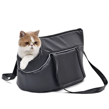 

New Pet Carrier Dog Cat PU Leather Black Dog Puppy Cat Dog Carrier for Small Large Dogs Trip Soft Carrier Bag Free Shipping