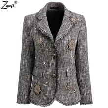 ZAWFL/Новинка года; модное осенне-зимнее теплое рабочее пальто с длинными рукавами и объемными звездами и кисточками с отложным воротником