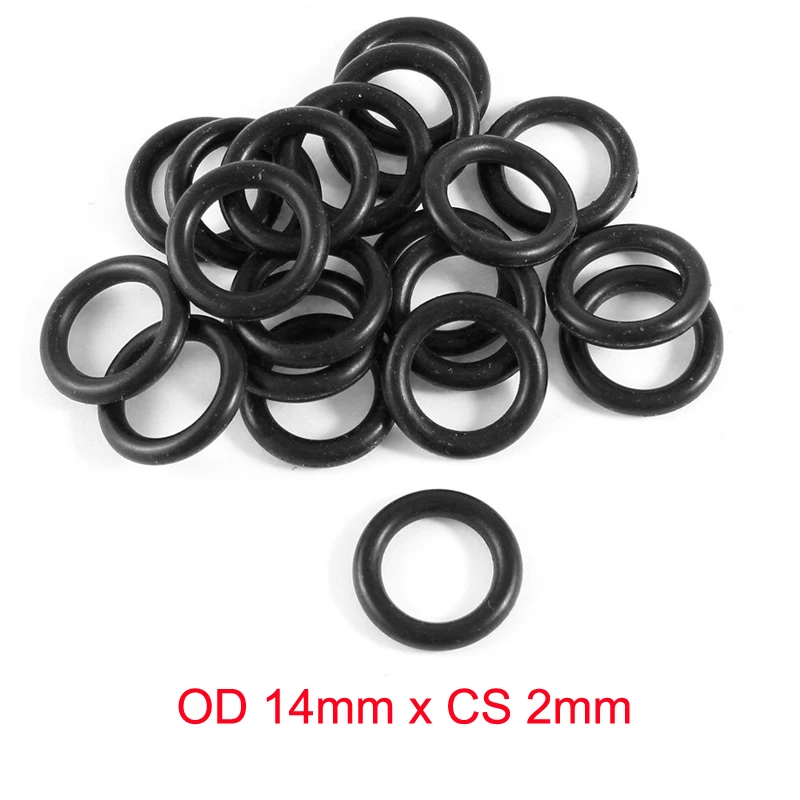 

OD 14mm x CS 2mm Flexible Rubber O Ring O-Ring Seal Washer Gasket Black ORing