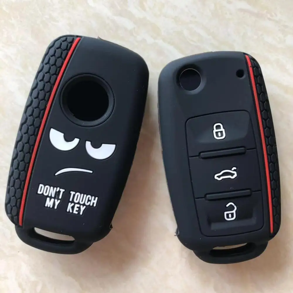 Силиконовый защитный брелок для Volkswagen Bora Beetle EOS Golf Polo Passat Scirocco для Skoda Seat Dont Touch My Key - Название цвета: black cover