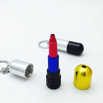 

1Pc Creative Pill Box Shape Magic Telescopic Type Metal Smoking Pipe Capsule Type Portable Key Chain Tobacco Pipe Christmas Gift