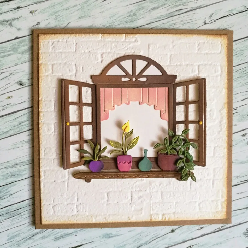 

DiyArts Window With Flower Dies For Diy Scrapbooking Card Making Album Embossing Crafts Diecut Stencil Mat Christmas New 2019