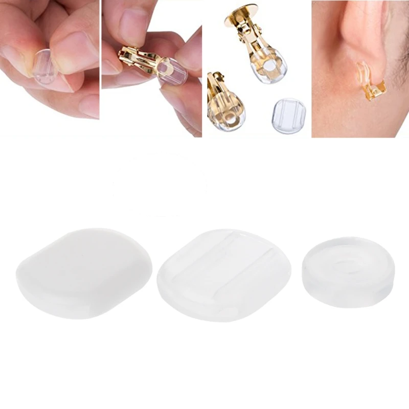 

50PCS Clear Comfort Earring Pads Silicone Anti Pain Cushion for Clip On Earrings
