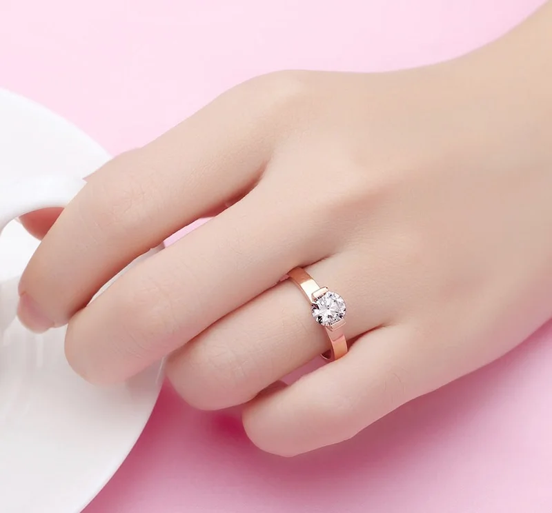 Циркон высокого качества Обручение кольца для женщин Роза цвет золотистый женские обручальные кольца кристаллы наивысшего качества изделия# J20