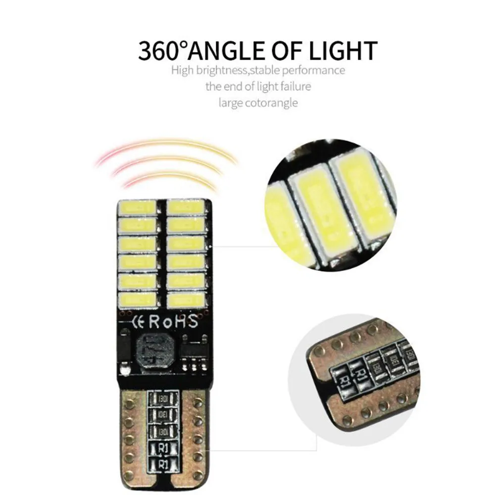Светодиодный светильник для автомобилей 10x12 V 24V без полярности Canbus T10 светодиодный светильник с 4014SMD 24 светодиодный s светильник 194 16 номерного знака потолочный светильник s