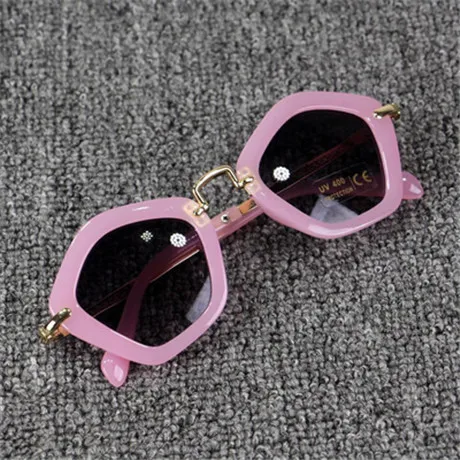 Ywjanp детские солнцезащитные очки брендовые трендовые многоугольные детские солнцезащитные очки для мальчиков и девочек Солнцезащитные очки детские очки - Цвет линз: Pink