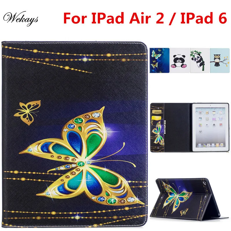 Кожаный чехол Wekays для Apple IPad Air 2 мультяшная панда Сова Чехол 6 Чехлы Air2 | Компьютеры