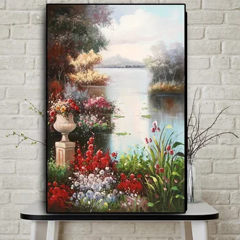 

Abstract Garden Landscape Oil Painting on Canvas Posters and Prints Scandinavian on The Wall Art Picture for Living Room Decor