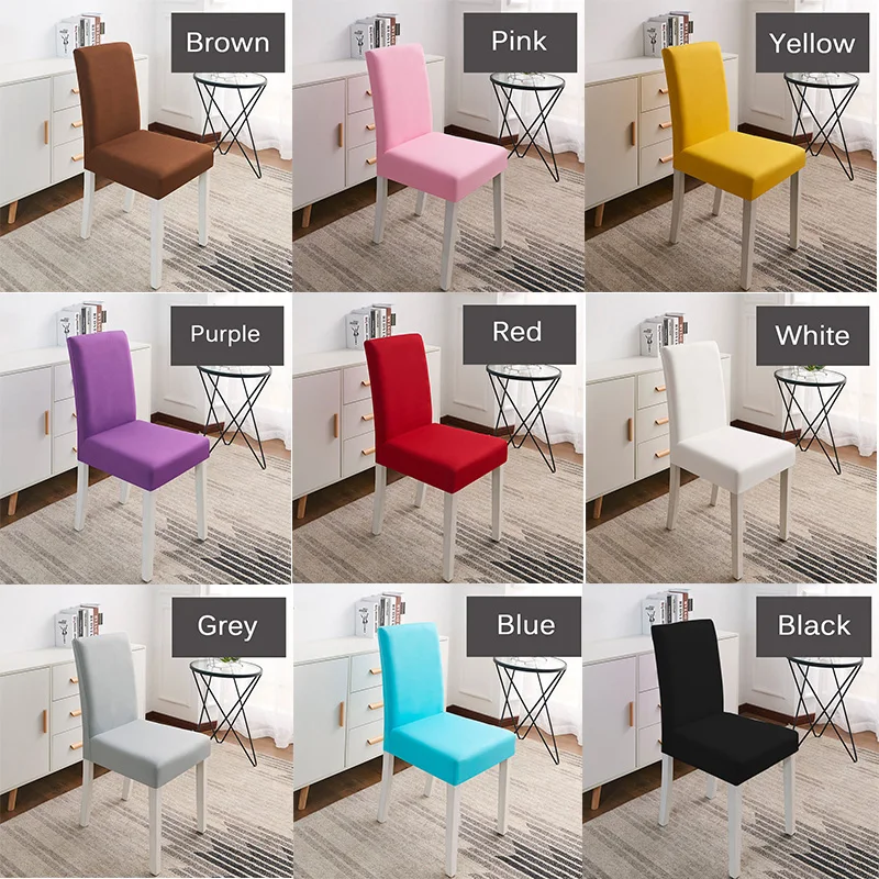 

Pure Color Chair Covers Flexible Hotel Restaurant Dining Chair Sets Elastic Furniture Covers Wedding Seat Cover Case Home Decor