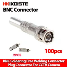 100pcs CCTV BNC Connector Solder Less Twist Spring BNC Connector Jack for Surveillance Accessories