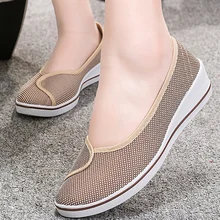 Женская обувь на плоской подошве хлопковая обувь для медсестры на платформе мягкая Нескользящая Повседневная стильная женская обувь без шнуровки Большие размеры 4-9, обувь на плоской подошве