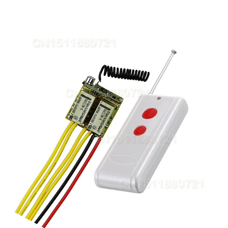 

Micro 2CH Relay Remote Switch 3.7v 9v 12v 2Button Remote NO COM NC Small Volume Contact Wireless Switch