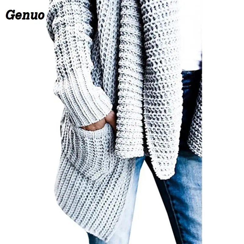Genuo Autumn Women Casual Sweaters Knitting Long Cardigan Female Loose Knitted Jumper Top Warm Winter Sweater Women Tops