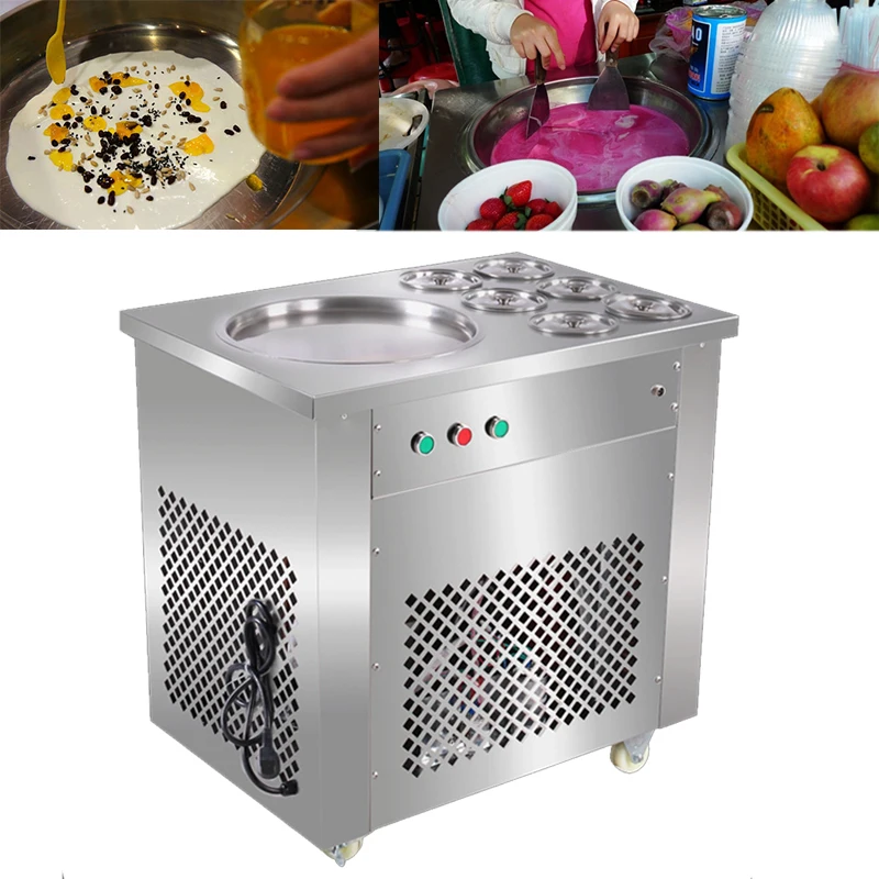 220V Stainless Steel One Pan Fried Ice Cream Roll Machine Fried Ice