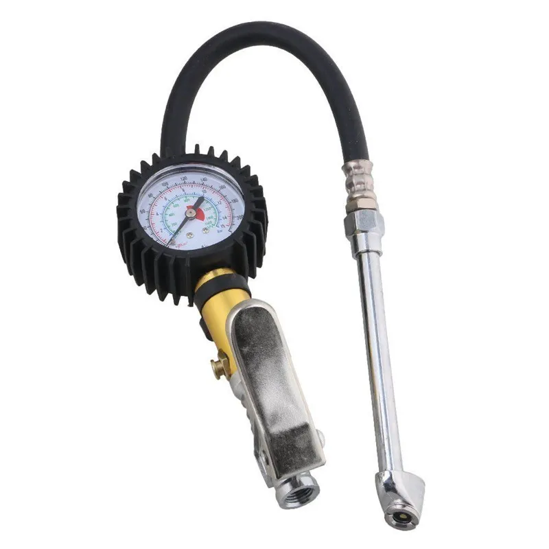 Tyre Air Inflator Dial Pressure Meter Gauge Air Line Tyre Pump Pressure ...