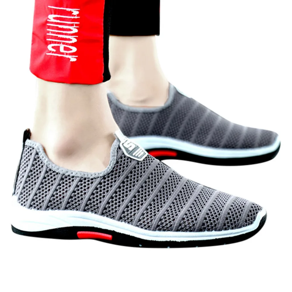 2019 Men's hollow flying woven mesh breathable sneakers lightweight soft bottom non-slip running shoes sneakers platform 40J14 (5)