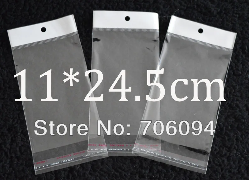 

11*24.5cm,1000PCS Clear Self Adhesive Seal Poly Opp Plastic Bag With Header ,Hole Jewelry Earring Packing bag for gift