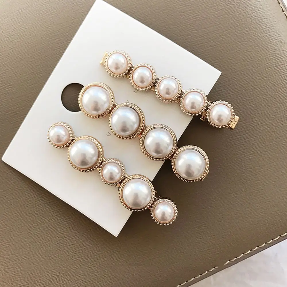 1 Set Korea Japan Metal Gold Pearl Irregular Acetate Hair Clip for Women Girl Wedding Party Hair Accessories Jewelry dropship