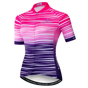 

2019 Keyiyuan Summer New Road Racing Bike Riding Equipment Quick Dry Breathable Ladies Blue Purple Gradient Short Sleeve Top