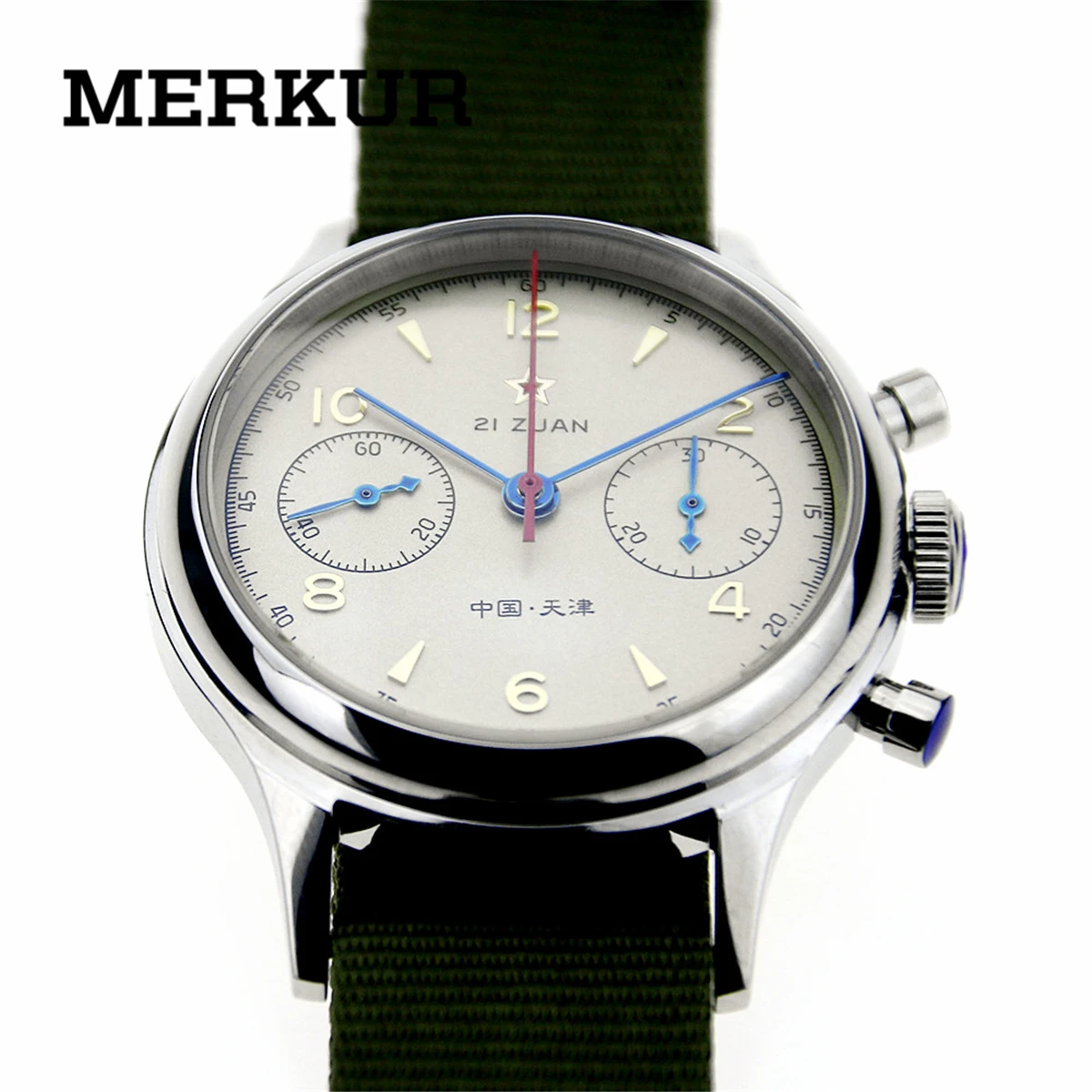 

Sapphire Seagull Movement Mechanical Chronograph Mens watch Pilot Officail Reissue 304 St19 1963 Flieger exibition case back