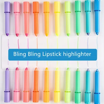 

10 pcs/Lot Mini Lipstick highlighter Fluorescent color marker pen set Candy gel highlight Stationery Office School supplies F607