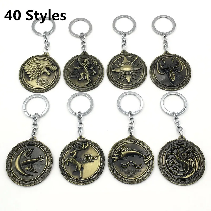 

New Game Of Thrones Keychain The Final Season Stark Wolf Badge Pendant Key Chain A Song Of Ice And Fire Keyring llaveros Jewelry