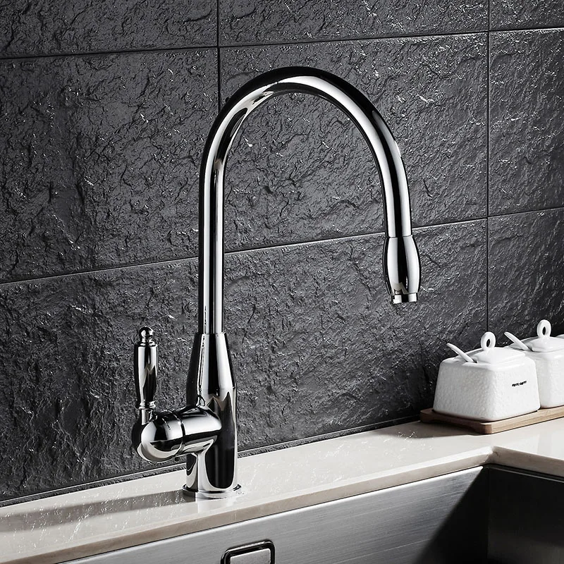 Free shipping 2017 hot selling pull out kitchen sink mixer tap with polished chrome kitchen tap