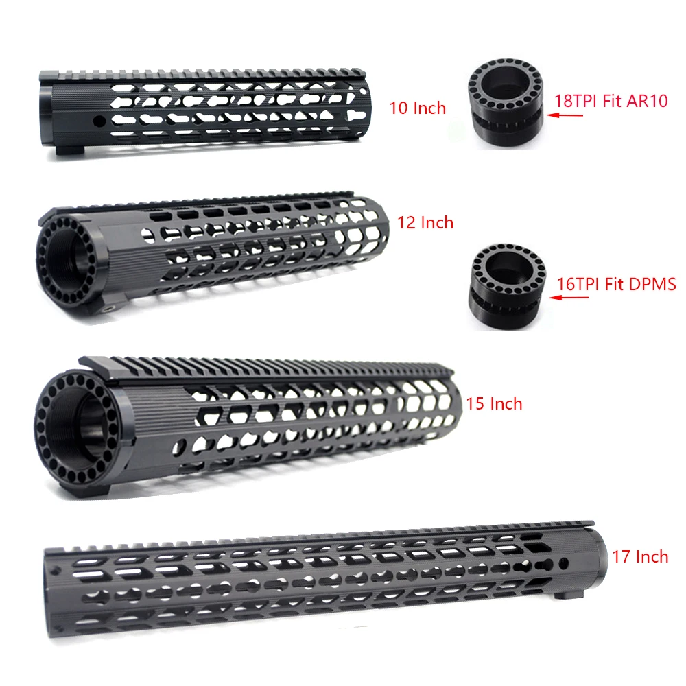 

.308 10'' 12'' 15'' 17'' Inch Slim Low Profile Handguard rail mount Picatinny Rail Free Float Handguard fit AR10/LR-308