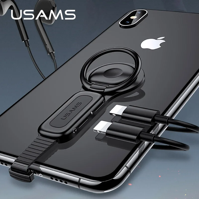 

USAMS OTG for iPhone charger adapter 2 in 1 Lightning to Lightning adapter Audio adapter phone holder for iPhone mini adapter