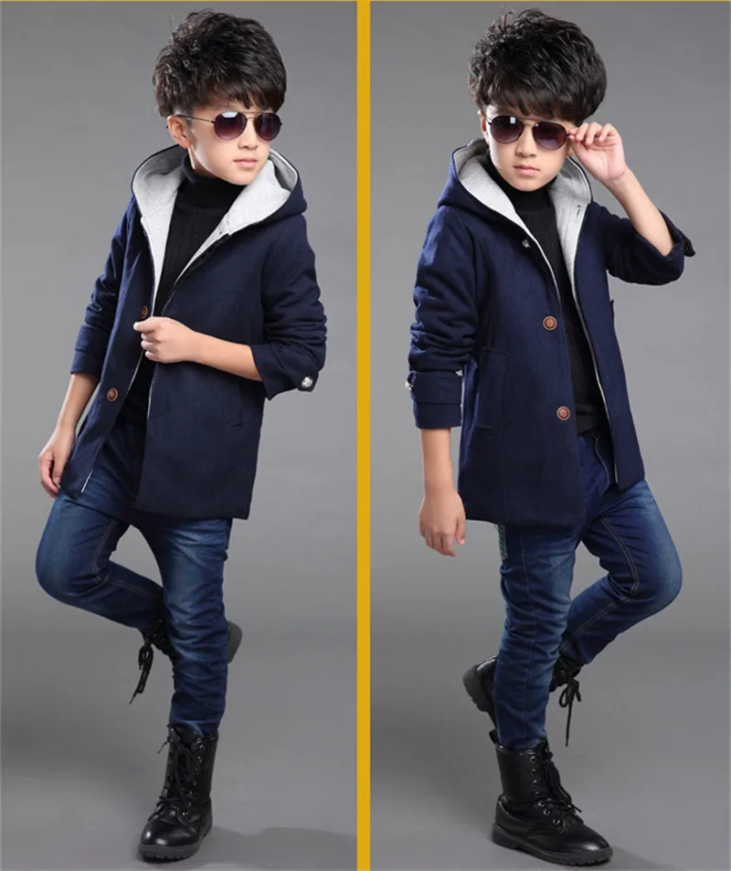 Модное шерстяное пальто для мальчиков; сезон весна-осень; Casaco; детская куртка; детская одежда; повседневная верхняя одежда; infantil; детская одежда