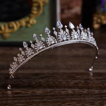 Великолепный стразами и цирконием корона диадемы модные благородные азорит Тиара для невесты принцесса заколки для волос, свадебные аксессуары для волос