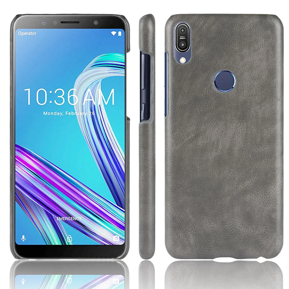 Тонкие Чехлы для Asus Zenfone Max Pro M1 ZB601KL чехол с текстурой личи из искусственной кожи и