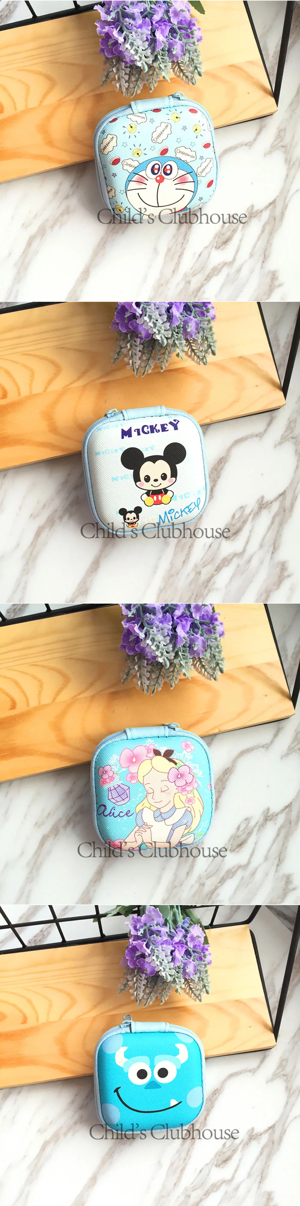 Disney для женщин монета пакет Микки мышь сумка Kawaii мультфильм стежка мини-молния маленькая монета сумки ключ наушники коробка для хр