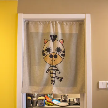 

Cartoon Zebra Prints Cotton Linen Door Curtains Pastoral Style Creative Kid's Room Partition Home Decorative Hanging Curtains