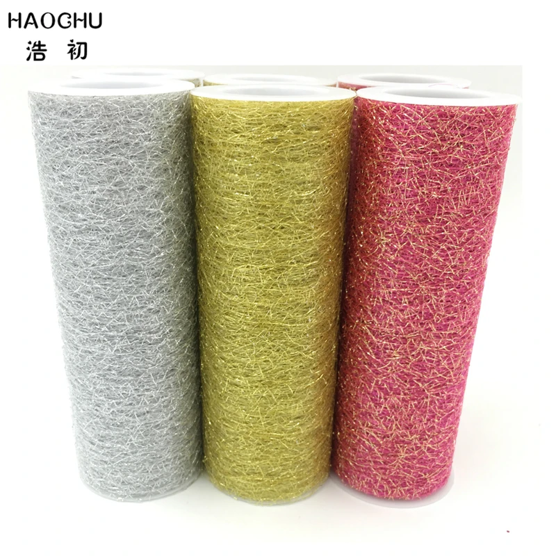 

HAOCHU 6'' 5yards Patchwork Tulle Rolls Tissue Gauze Cloth Costumes Mesh Fabric Gift Wrap Wedding Chair Sash Christmas Decor