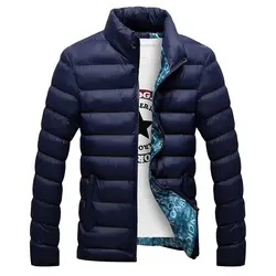 Мужские однотонные толстые куртки и пальто, мужские зимние парки, M-4XL, зимняя куртка для мужчин 2019, модная мужская парка с воротником-стойкой