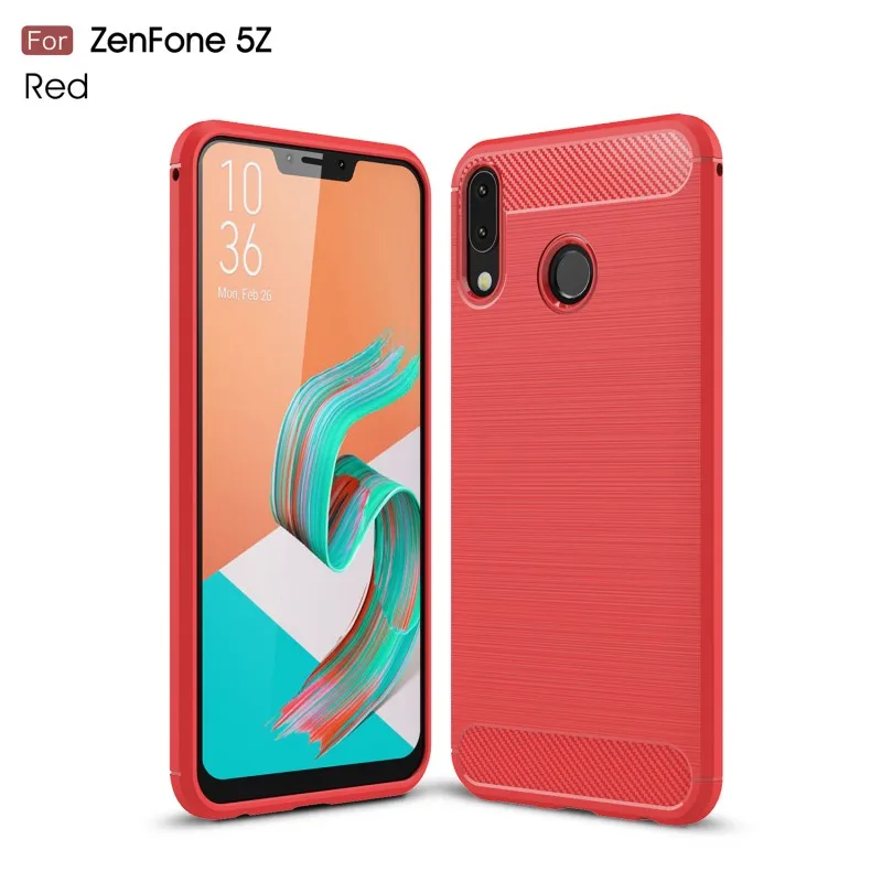 Чехол для Asus Zenfone 5 Z ZS620KL чехол противоударный из углеродного волокна из мягкого силикона с узором чехол для Asus Zenfone 5 ZE620KL чехол - Цвет: Красный