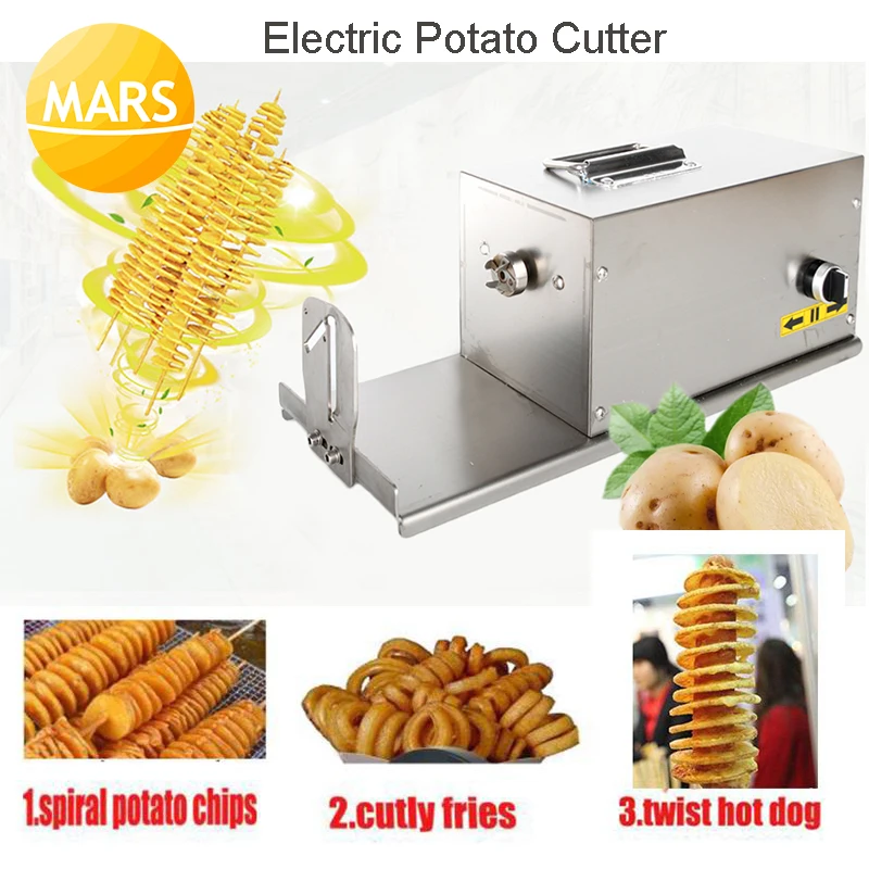 Commercial (3in1) Electric 220V 110V Curly Fries Twister Hot Dog Spiral Potato Cutter Tornado Potato Chips Slicer Machine