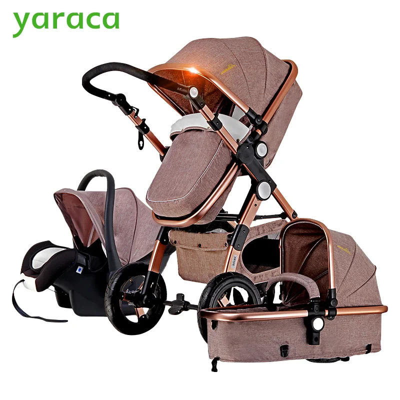 Роскошная детская коляска 3 в 1 с автокреслом с высоким пейзажем, детские коляски для новорожденных, Европейская система путешествий, складная детская коляска