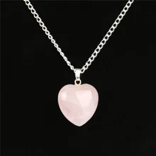 Натуральный розовый кварц сердце Цепочки и ожерелья ко Дню Святого Валентина Для женщин модные Романтические ювелирные изделия чакра рейки с украшением в виде кристаллов подвеска c лечебным камнем