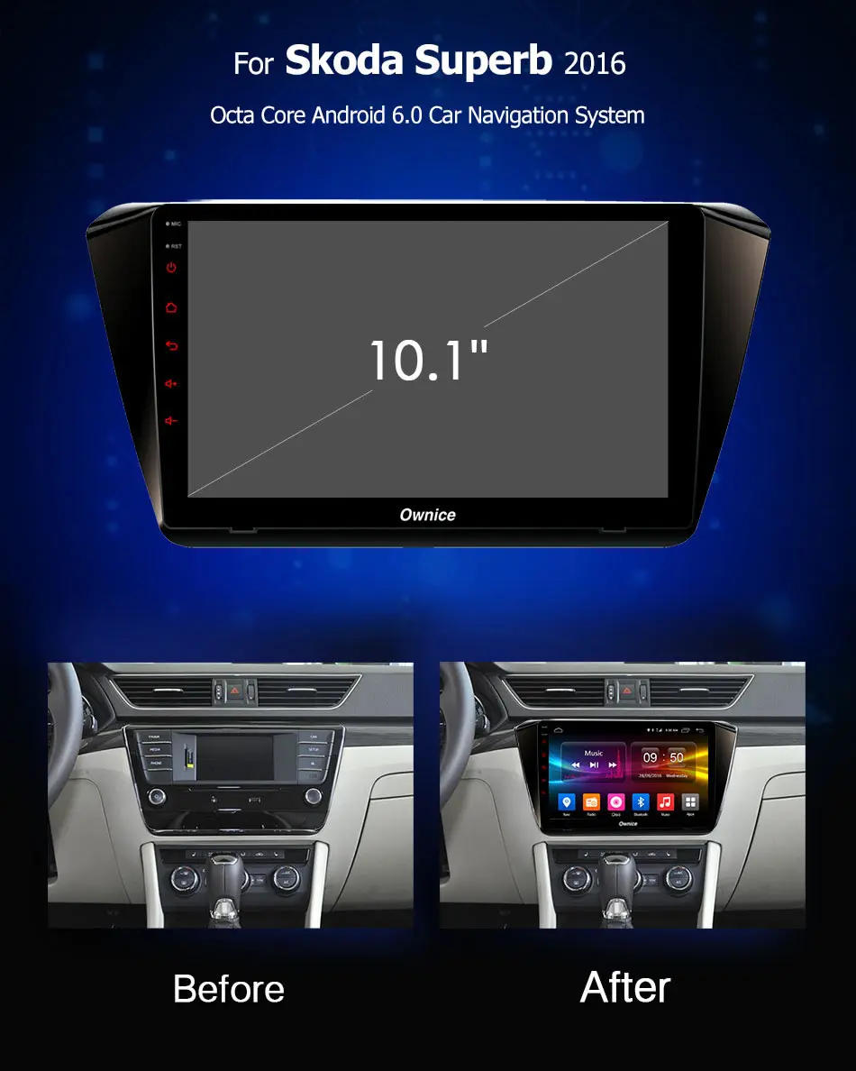Discount 10.1" IPS+2.5D Octa Core Android 9.0 Car DVD Player For Skoda Superb B8 2016 2017 2018 GPS Navi Radio 4G+32G CarPlay DSP ADAS 2