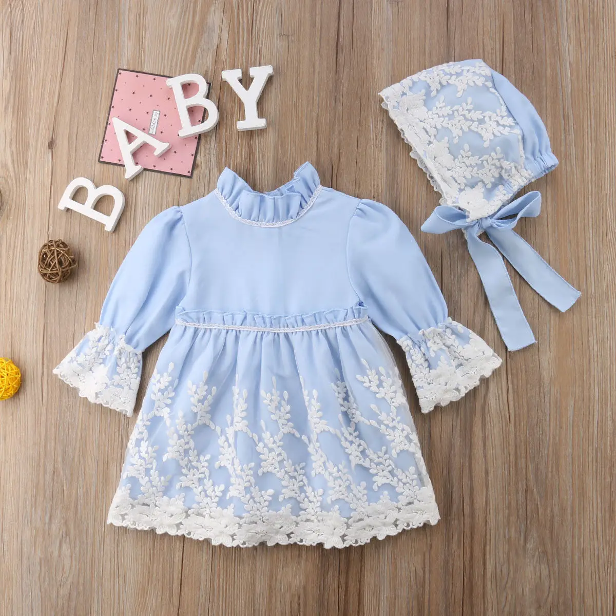 

Emmababy Newest Fashion Toddler Baby Girl Clothes Solid Color Lace Flower Dress Princess Party Pageant Dress Hat Outfits Set