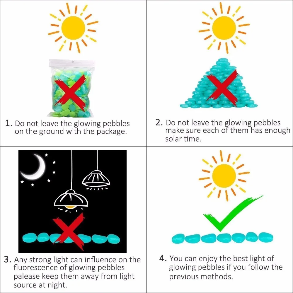 100 шт./упак. свечение галечные камни дома Аквариум Украшение сада, двора люминесцентный светящийся в темноте светящаяся камни аксессуар для подарка